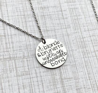 Friend Necklace | Bridesmaid Gift | Friend Gift | Best Friend Gift | A brunette and a blonde | Personalized Gifts | A blonde and brunette