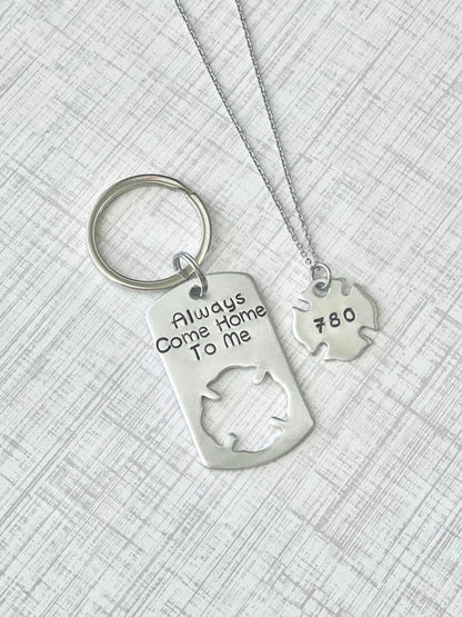 Always Come Home To Me Keychain Personalized Firefighter Wife Necklace Fireman Wife Jewelry Firefighter Girlfriend Necklace Firefighter Wife