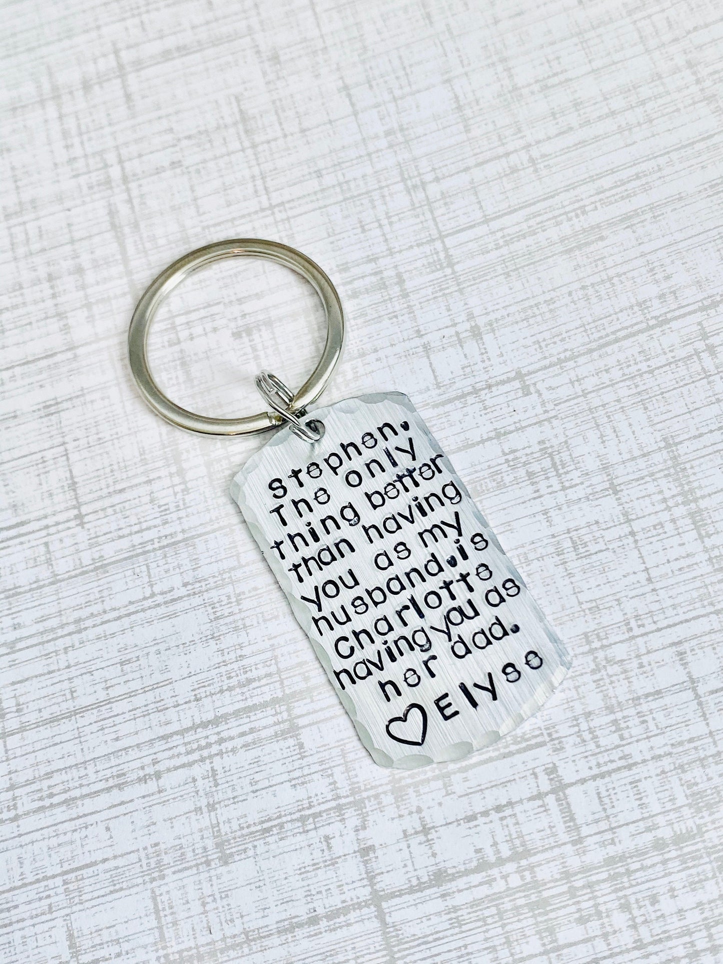 Dad Keychain Husband Keychain Handstamped Keychain Personalized Keychain Hammered Keychain Quote Keychain Anniversary Gift Gift for new dad