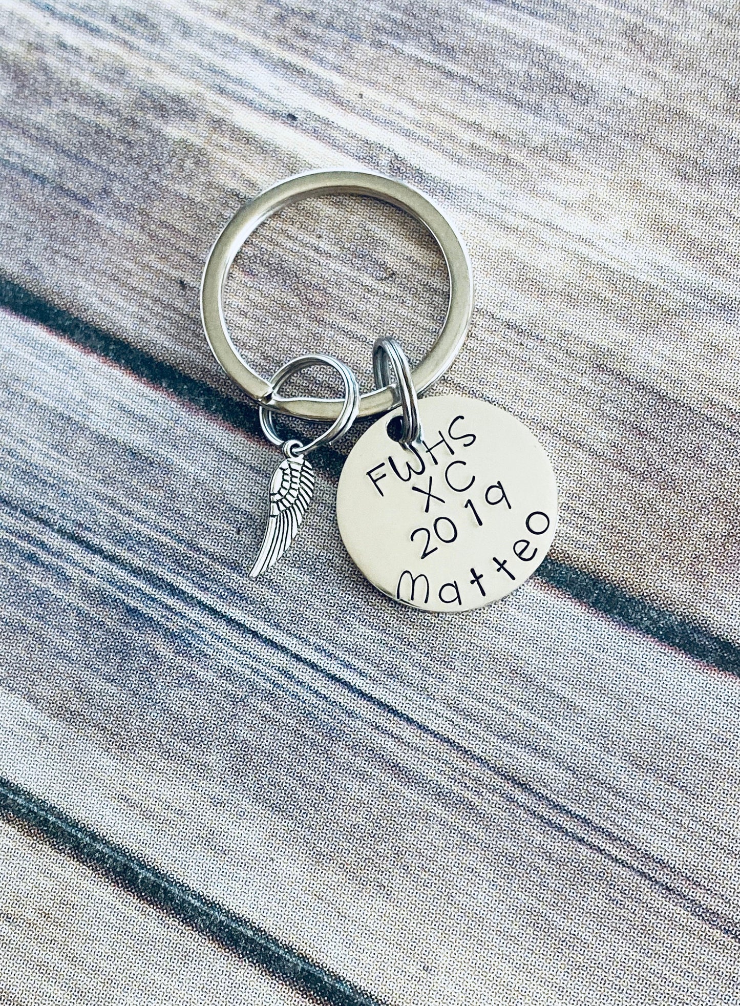 Cross Country Keychain Personalized Keychain Running Keychain Handstamped Gift Gift for Runner Running Time Gift for Track Star