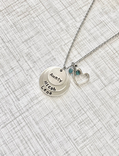 Aunty Necklace Name Necklace Aunt Necklace Aunt Jewelry Personalize Jewelry Handstamped Jewelry Name Necklace Auntie Necklace Auntie Jewelry