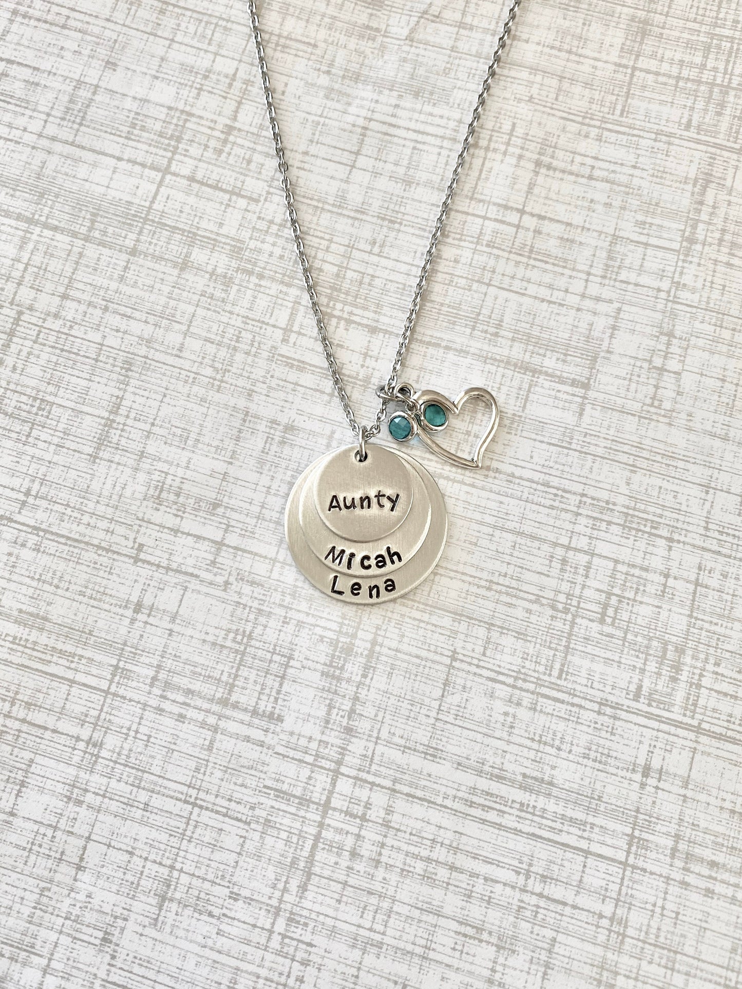 Aunty Necklace Name Necklace Aunt Necklace Aunt Jewelry Personalize Jewelry Handstamped Jewelry Name Necklace Auntie Necklace Auntie Jewelry