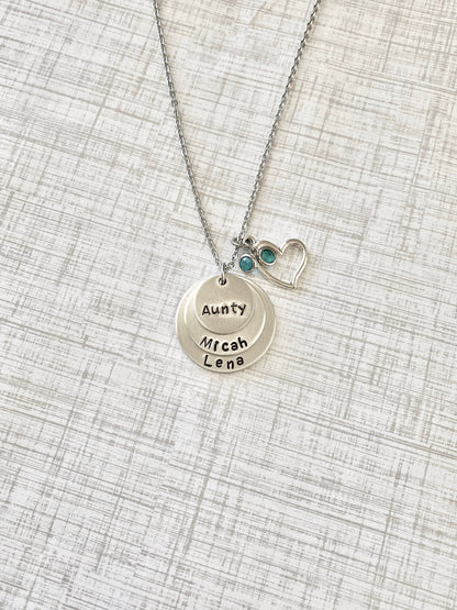 Aunty Necklace Name Necklace Aunt Necklace Aunt Jewelry Personalize Jewelry Handstamped Jewelry Name Necklace Auntie Necklace Auntie Jewelry