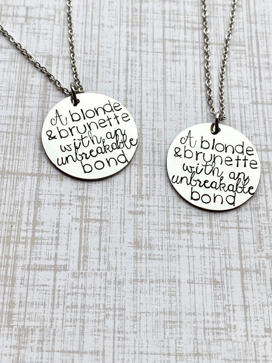 Friend Necklace | Bridesmaid Gift | Friend Gift | Best Friend Gift | A brunette and a blonde | Personalized Gifts | A blonde and brunette