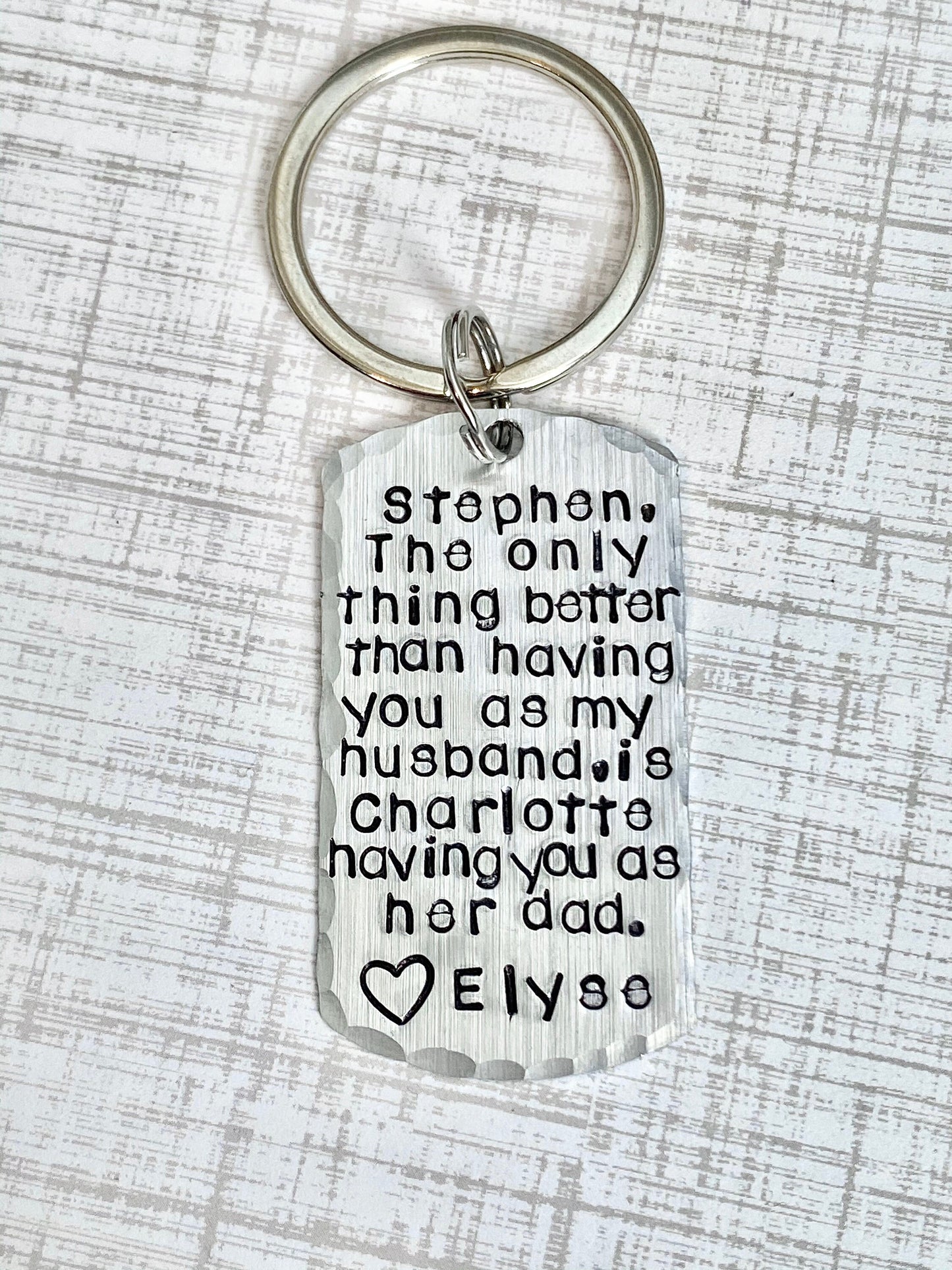 Dad Keychain Husband Keychain Handstamped Keychain Personalized Keychain Hammered Keychain Quote Keychain Anniversary Gift Gift for new dad