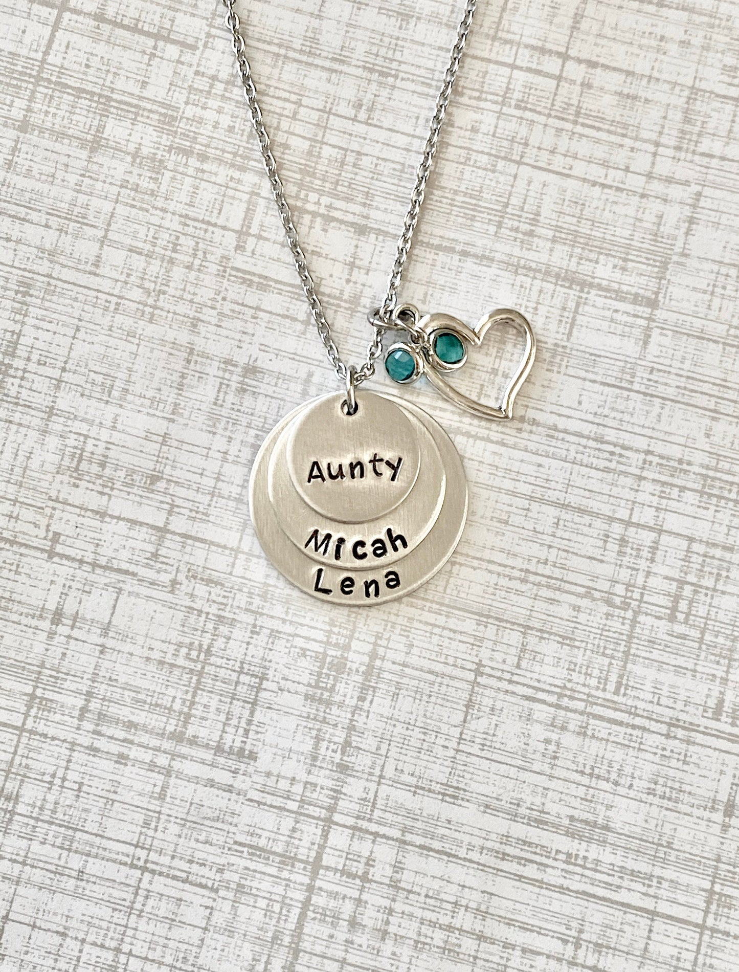 Aunty Necklace Name Necklace Aunt Necklace Aunt Jewelry Personalize Jewelry Handstamped Jewelry Name Necklace Auntie Necklace Auntie Jewelry