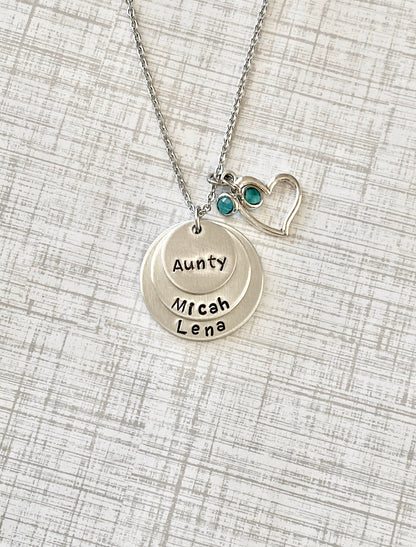 Aunty Necklace Name Necklace Aunt Necklace Aunt Jewelry Personalize Jewelry Handstamped Jewelry Name Necklace Auntie Necklace Auntie Jewelry