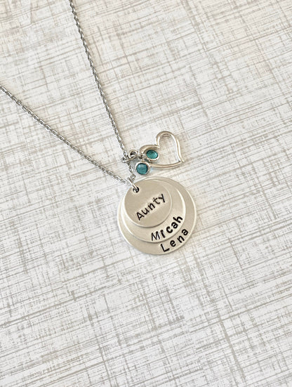 Aunty Necklace Name Necklace Aunt Necklace Aunt Jewelry Personalize Jewelry Handstamped Jewelry Name Necklace Auntie Necklace Auntie Jewelry