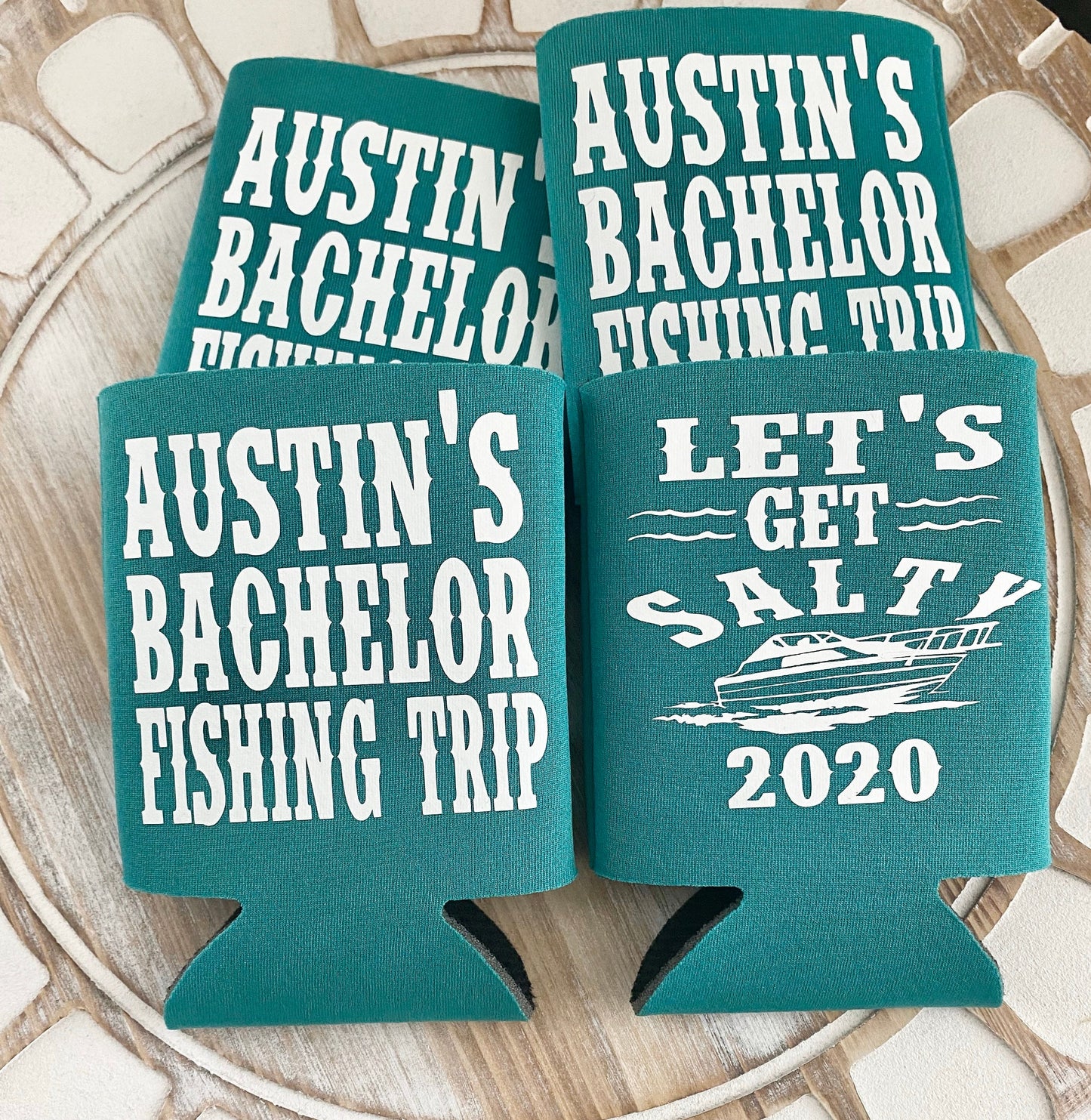 Personalized Fishing Trip Koozie: Bachelor Party Can Coolers