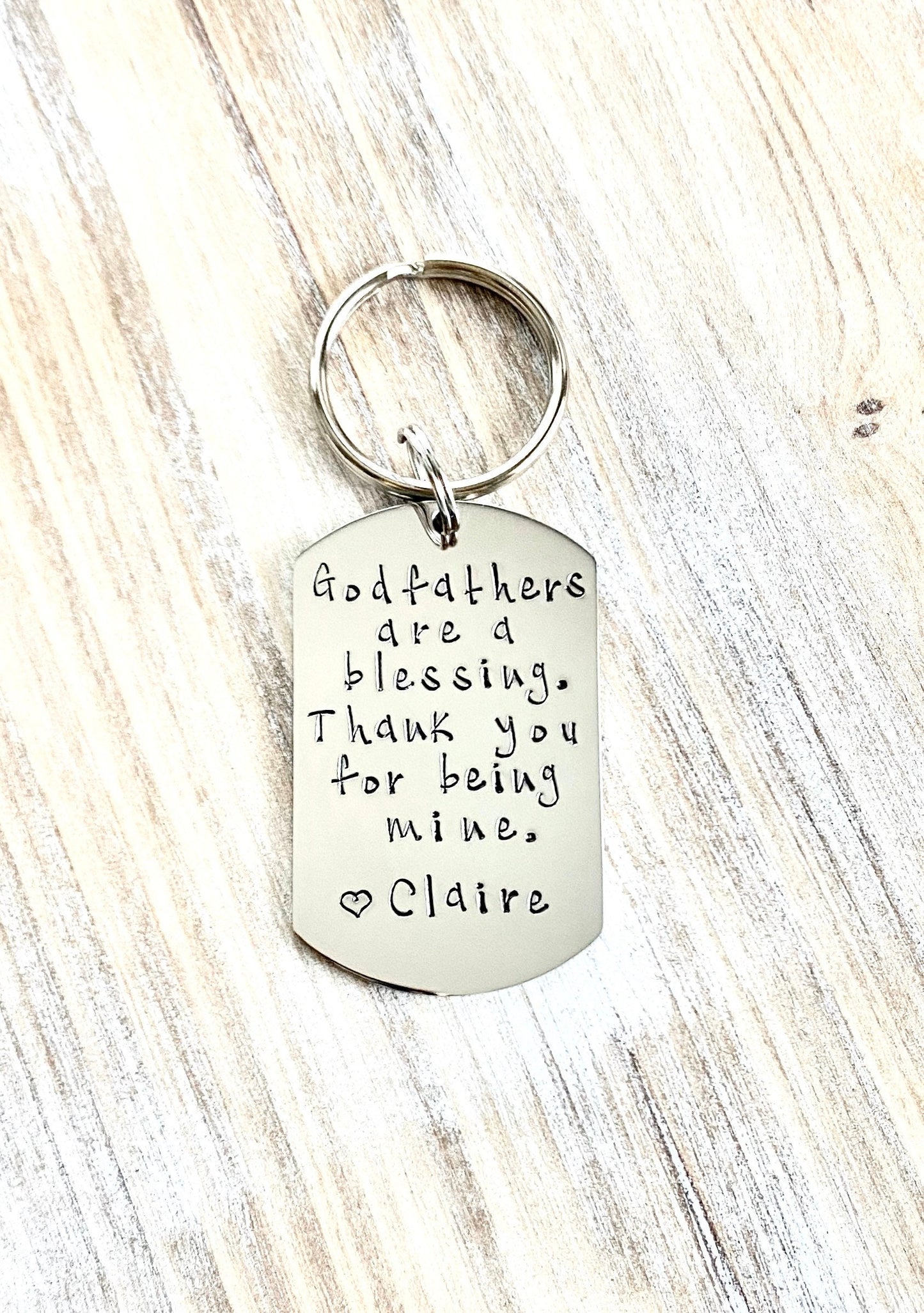 Godfather Keychain Baptism Gift Christening Keychain Handstamped Keychain Custom Keychain Godfathers Are A Blessing Gift for Godfather