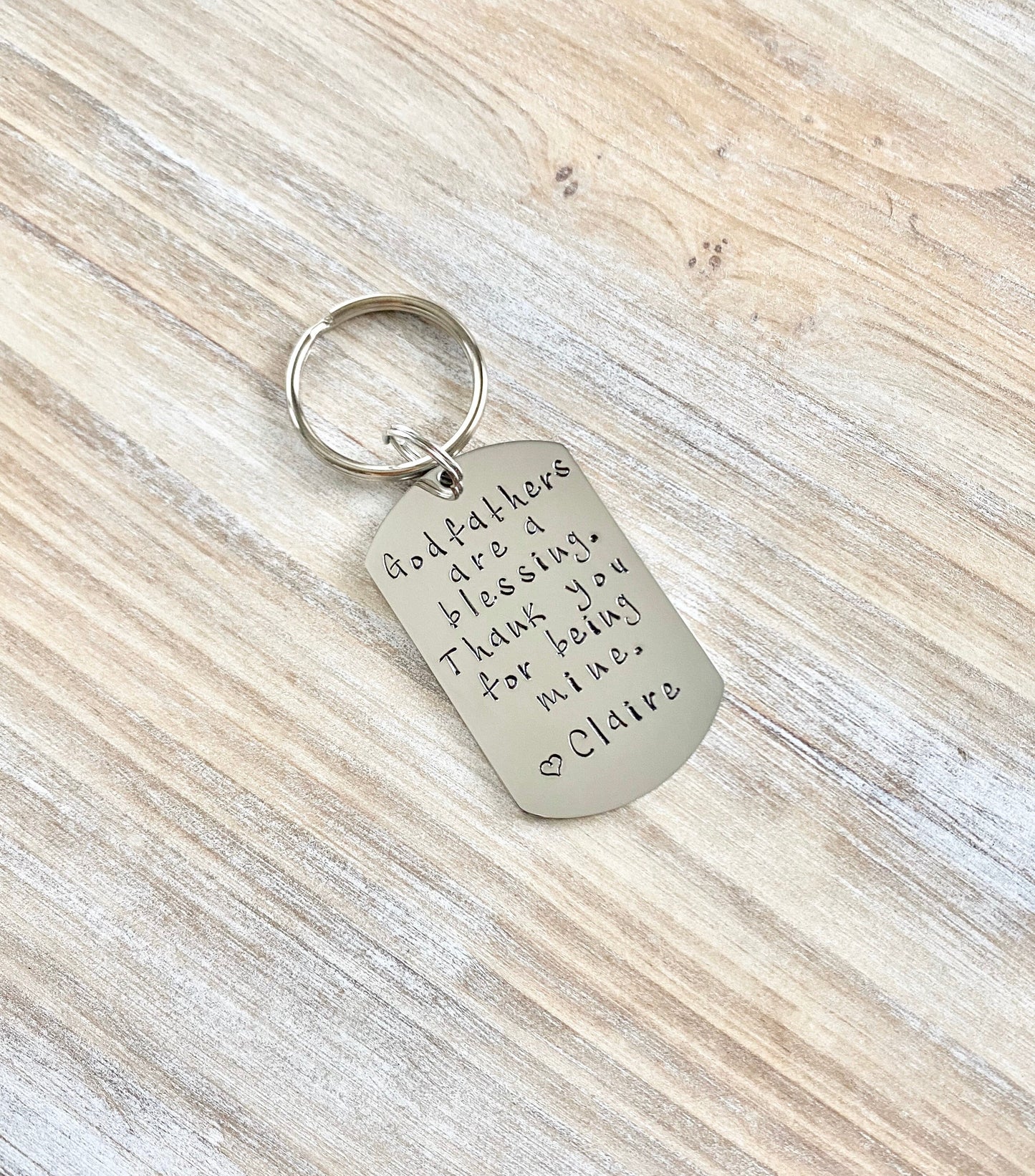 Godfather Keychain Baptism Gift Christening Keychain Handstamped Keychain Custom Keychain Godfathers Are A Blessing Gift for Godfather