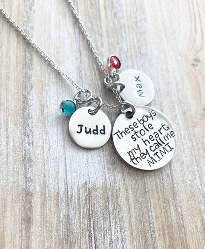 There's these boys who stole my heart Mom Necklace Personalize Jewelry Mothers Day Gift Grandma Jewelry Custom