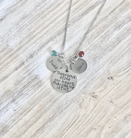 There's these boys who stole my heart Mom Necklace Personalize Jewelry Mothers Day Gift Grandma Jewelry Custom