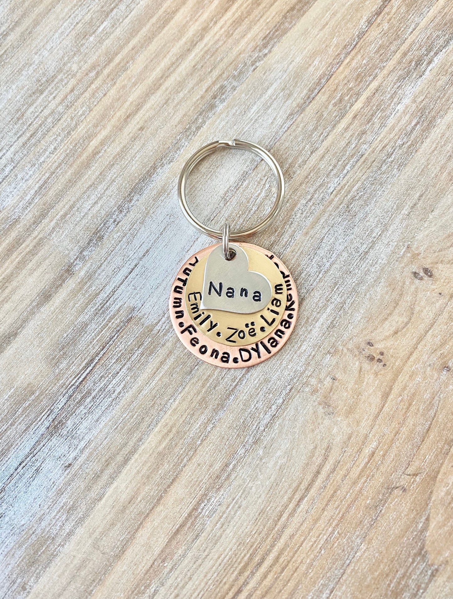 Nana Keychain MOM Keychain New Mom Mother's Day Gift Mom's Birthday Nana Keychain Grandma Keychain Mixed Metal Keychain Stamped Accessory