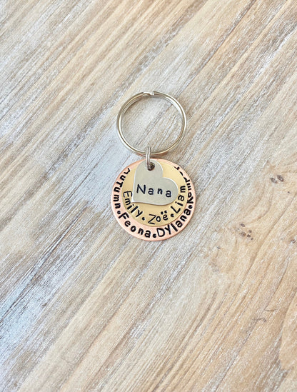 Nana Keychain MOM Keychain New Mom Mother's Day Gift Mom's Birthday Nana Keychain Grandma Keychain Mixed Metal Keychain Stamped Accessory