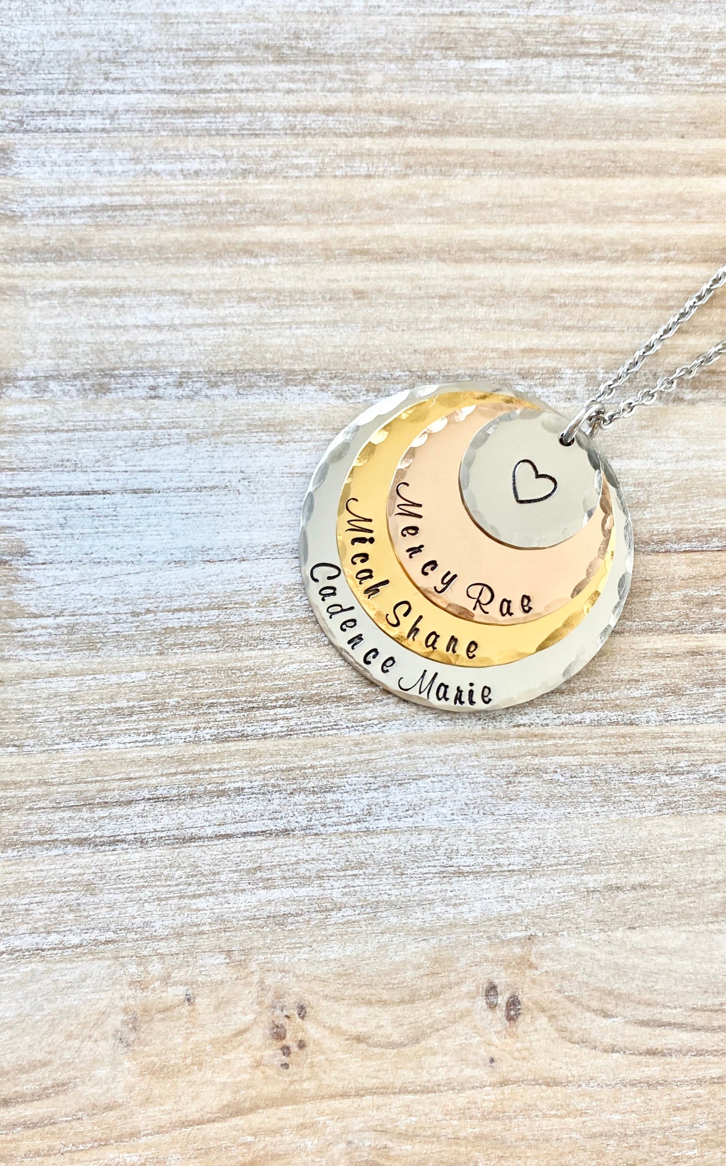 Name Necklace Grandma Necklace Handstamped Necklace Mixed Metal Jewelry Personalized Necklace Gift for Mimi Gift for Grandma Mother Day Gift
