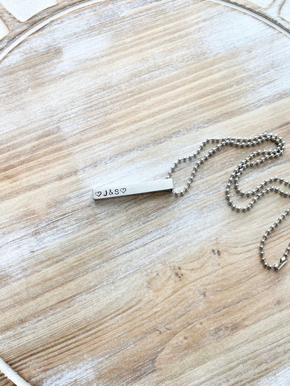 Bar Necklace Mens Necklace Gift for Dad Fathers Day Gift Handstamped Necklace Stainless Steel Bar Custom Necklace Personalized Necklace