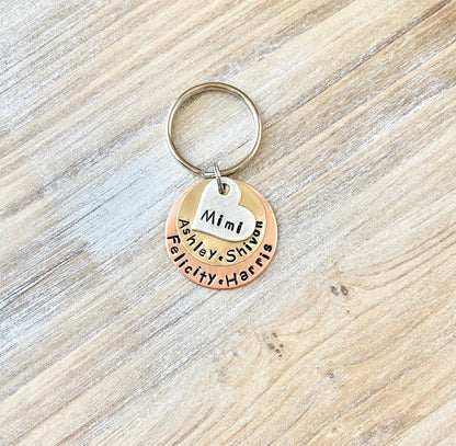 Mimi Keychain MOM Keychain New Mom Mother's Day Gift Mom's Birthday Nana Keychain Grandma Keychain Mixed Metal Keychain Stamped Accessory