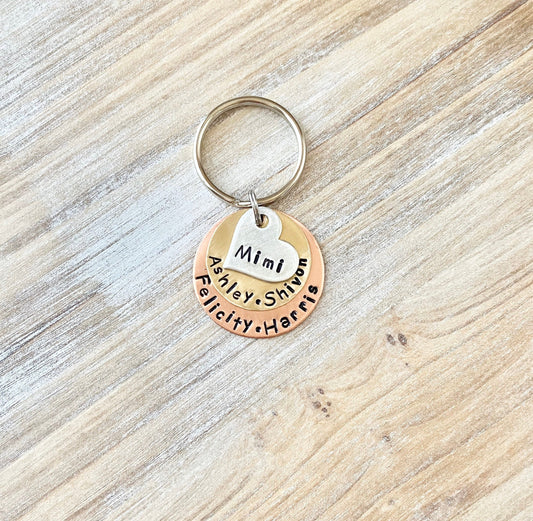 Mimi Keychain MOM Keychain New Mom Mother's Day Gift Mom's Birthday Nana Keychain Grandma Keychain Mixed Metal Keychain Stamped Accessory