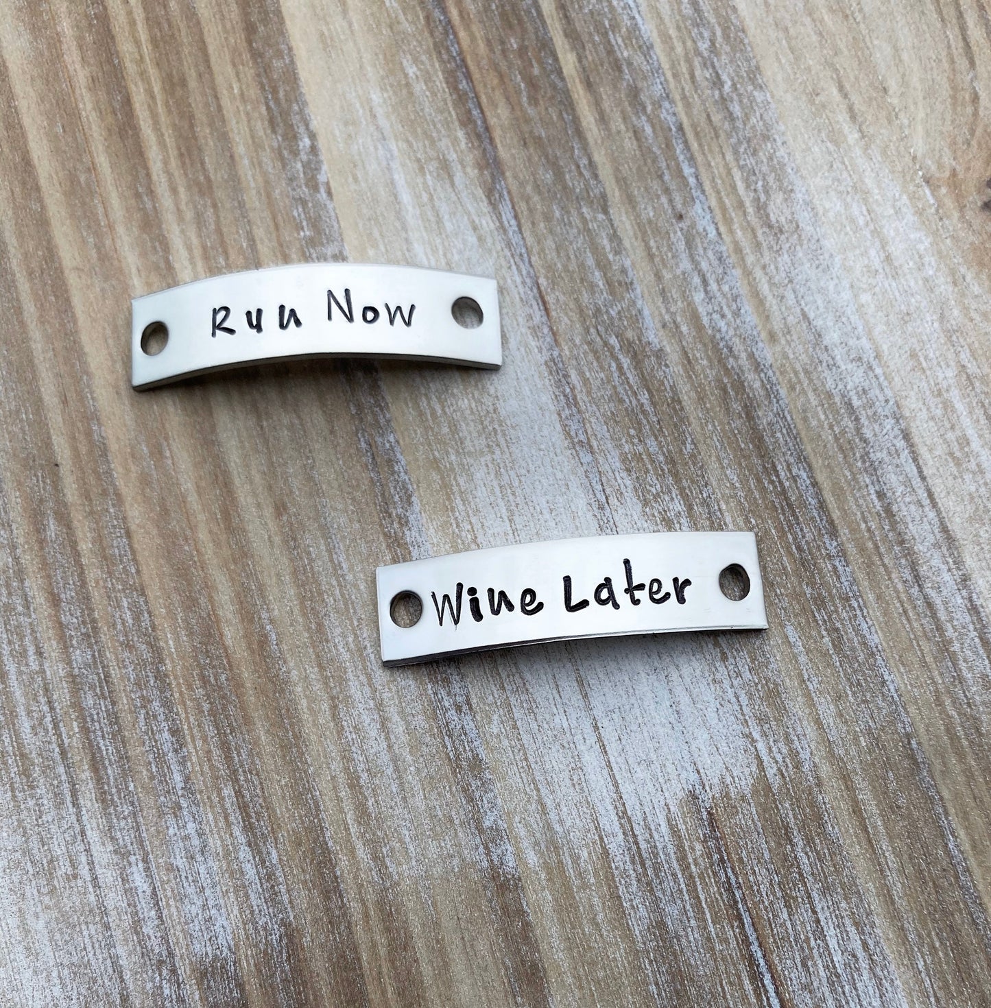 Run Now Wine Later Shoelace Tag Handsamped Tag Runner Gift Gift for Runner Track Tag Running Time Personalized Shoetag Custom Shoetag