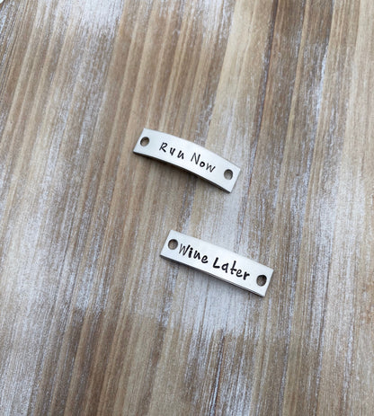 Run Now Wine Later Shoelace Tag Handsamped Tag Runner Gift Gift for Runner Track Tag Running Time Personalized Shoetag Custom Shoetag