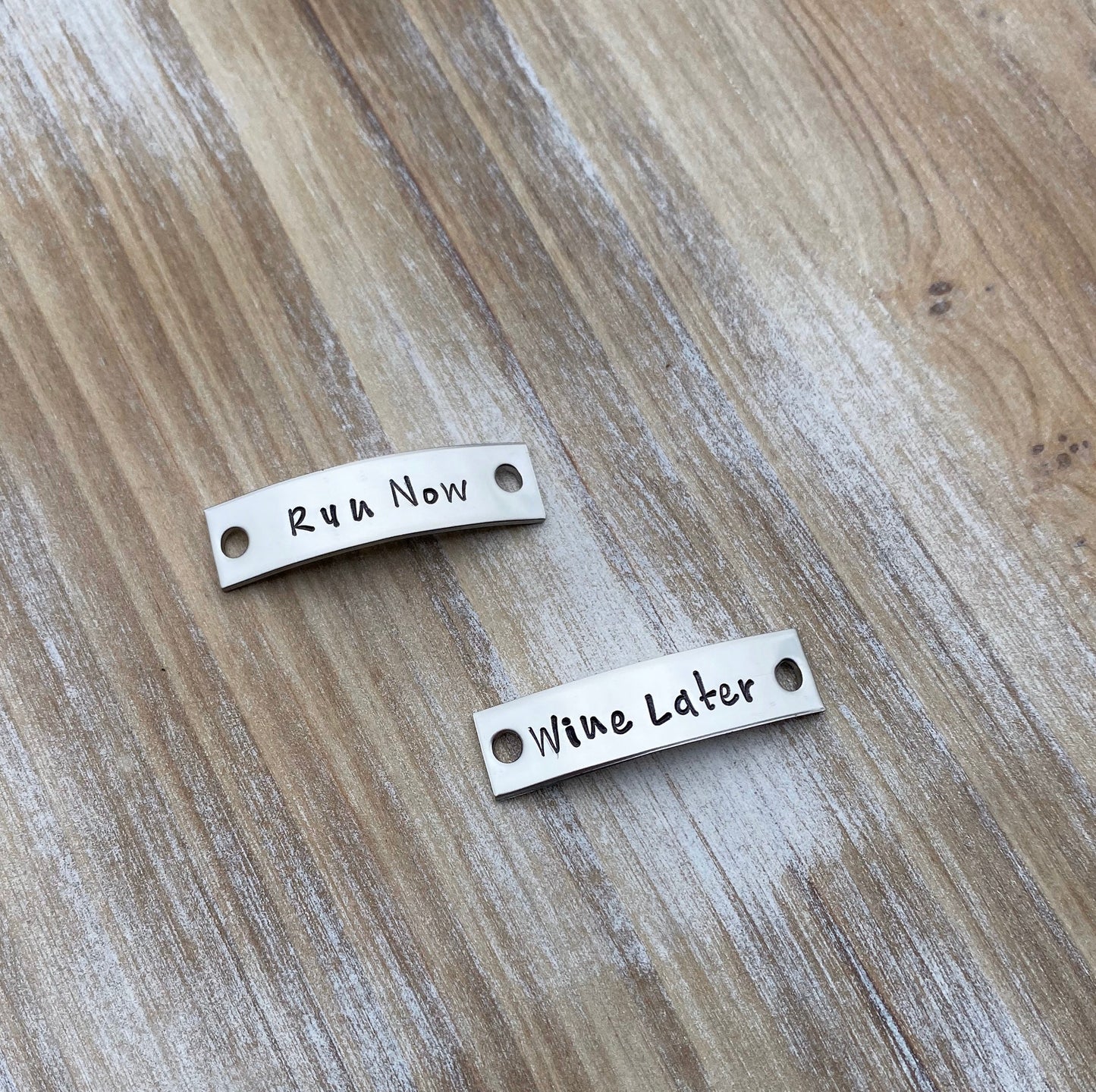 Run Now Wine Later Shoelace Tag Handsamped Tag Runner Gift Gift for Runner Track Tag Running Time Personalized Shoetag Custom Shoetag