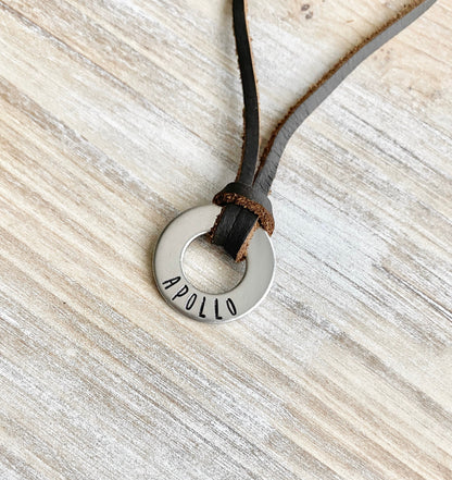 Boys Necklace Washer Necklace Boys Jewelry Leather Necklace Toddler Jewelry Boy Birthday Gift Son Easter Gift Boys Washer Jewelry