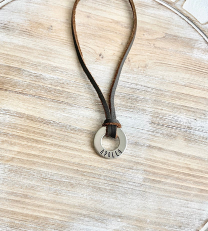 Boys Necklace Washer Necklace Boys Jewelry Leather Necklace Toddler Jewelry Boy Birthday Gift Son Easter Gift Boys Washer Jewelry