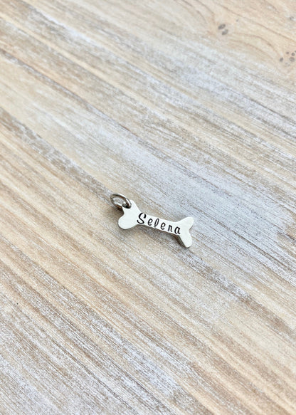 Stamped Dog bone  Add On Additional Charm Custom Dog Bone Addon Disc with Name Dog Charm