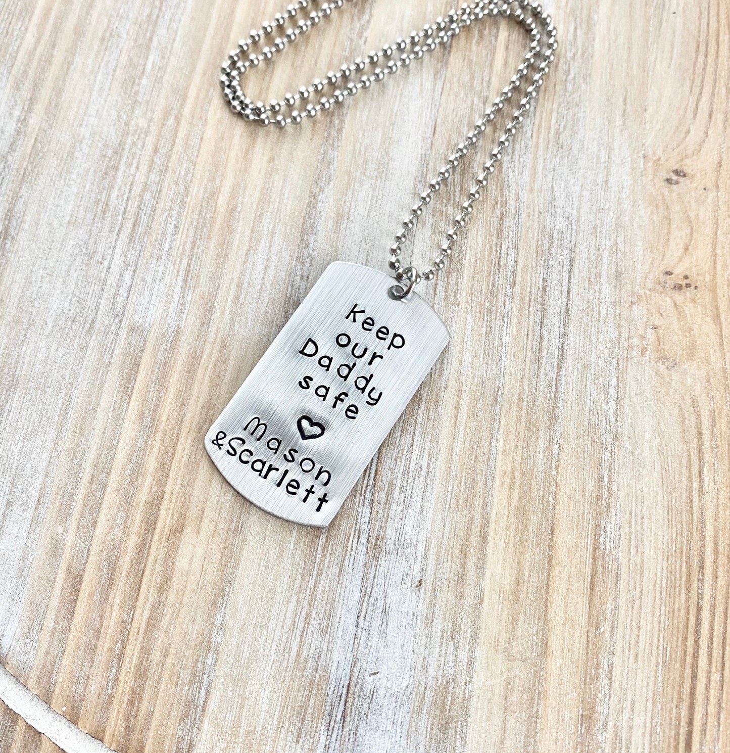Keep Our Daddy Safe Necklace Dad Dogtag Necklace Deployment Gift Personalized Military Dog Tag Fathers Day Gift Dad Necklace Dogtag Necklace