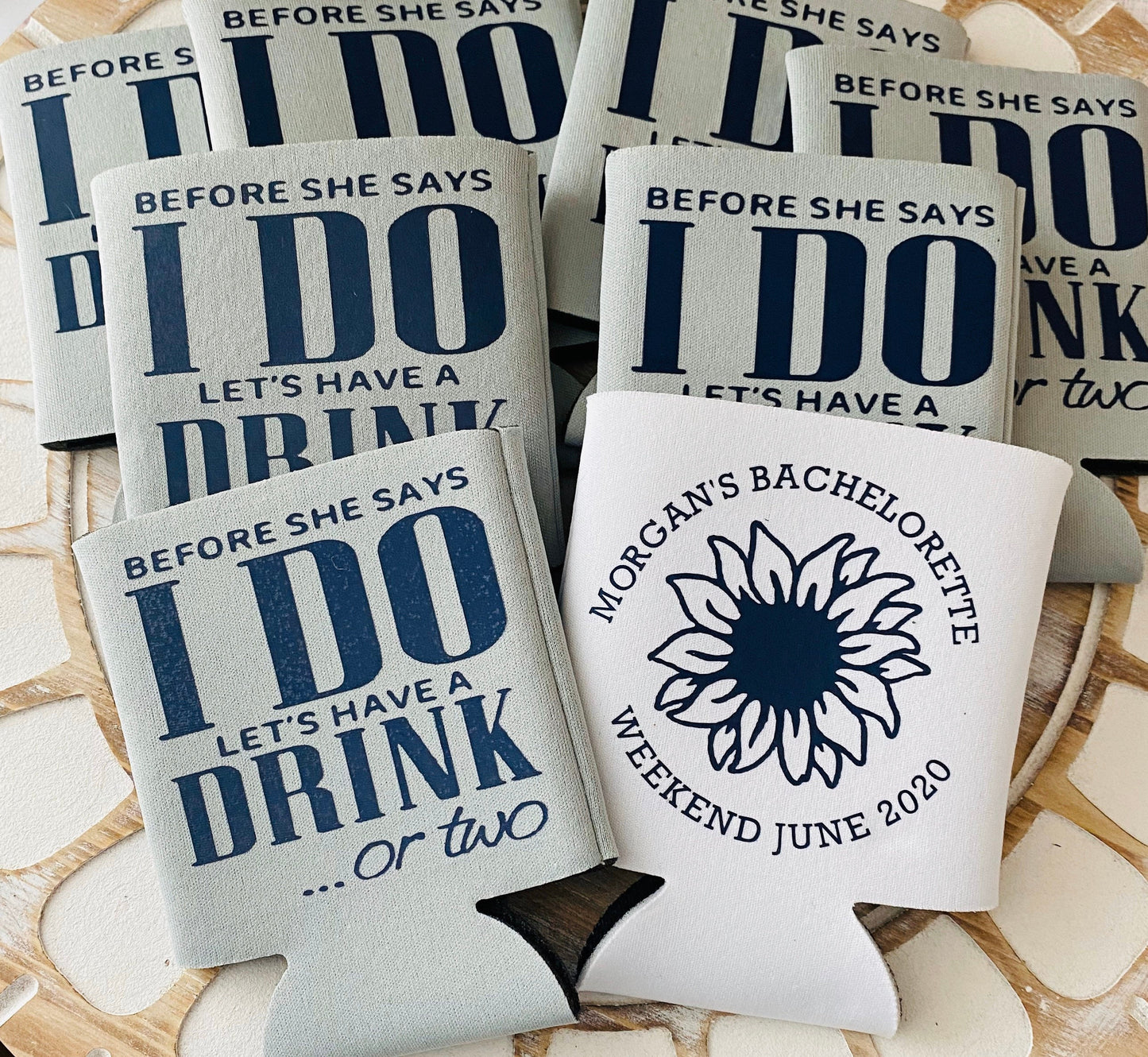 Personalized Bachelorette Can Cooler: 'Before She Says I Do' Party Favor