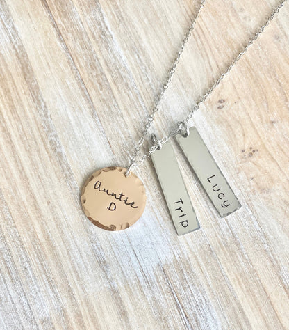 Auntie Gift Necklace Silver Aunt Necklace Aunt Gift Custom Aunt Jewelry Gift for Aunts Personalized Aunt Necklace Auntie Jewelry