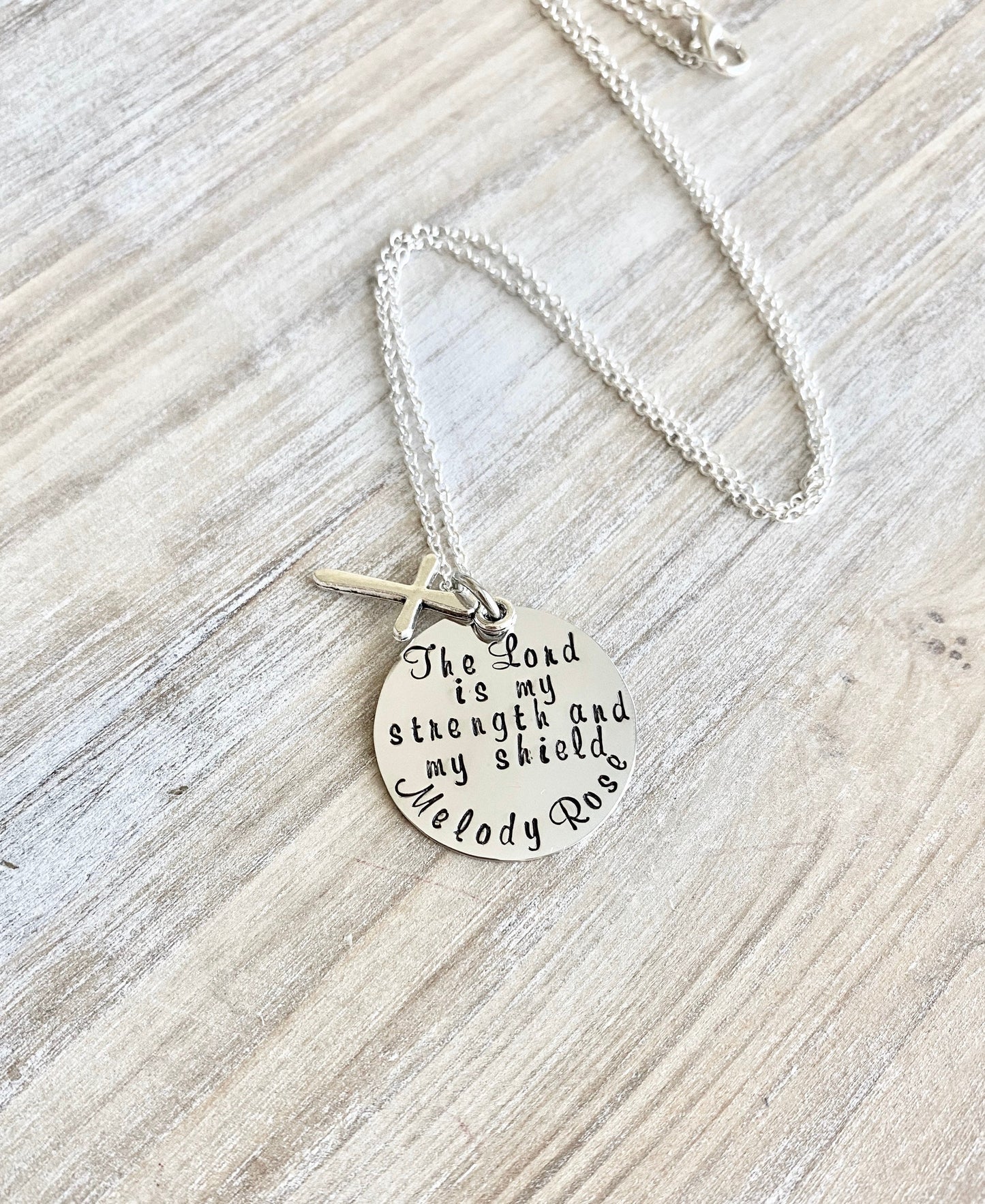 Girls Cross Necklace Baptism Necklace Boys Jewelry Cross Necklace Toddler Jewelry Boy Birthday Gift Son Easter Gift Lord is my Strength