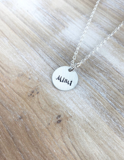 Mimi Necklace Grandma Necklace Personalized Necklace Personalized Jewelry Handstamped Necklace Custom Necklace New Grandma Gift Mimi Jewelry