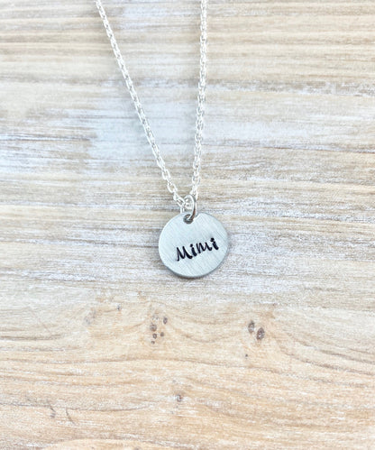 Mimi Necklace Grandma Necklace Personalized Necklace Personalized Jewelry Handstamped Necklace Custom Necklace New Grandma Gift Mimi Jewelry