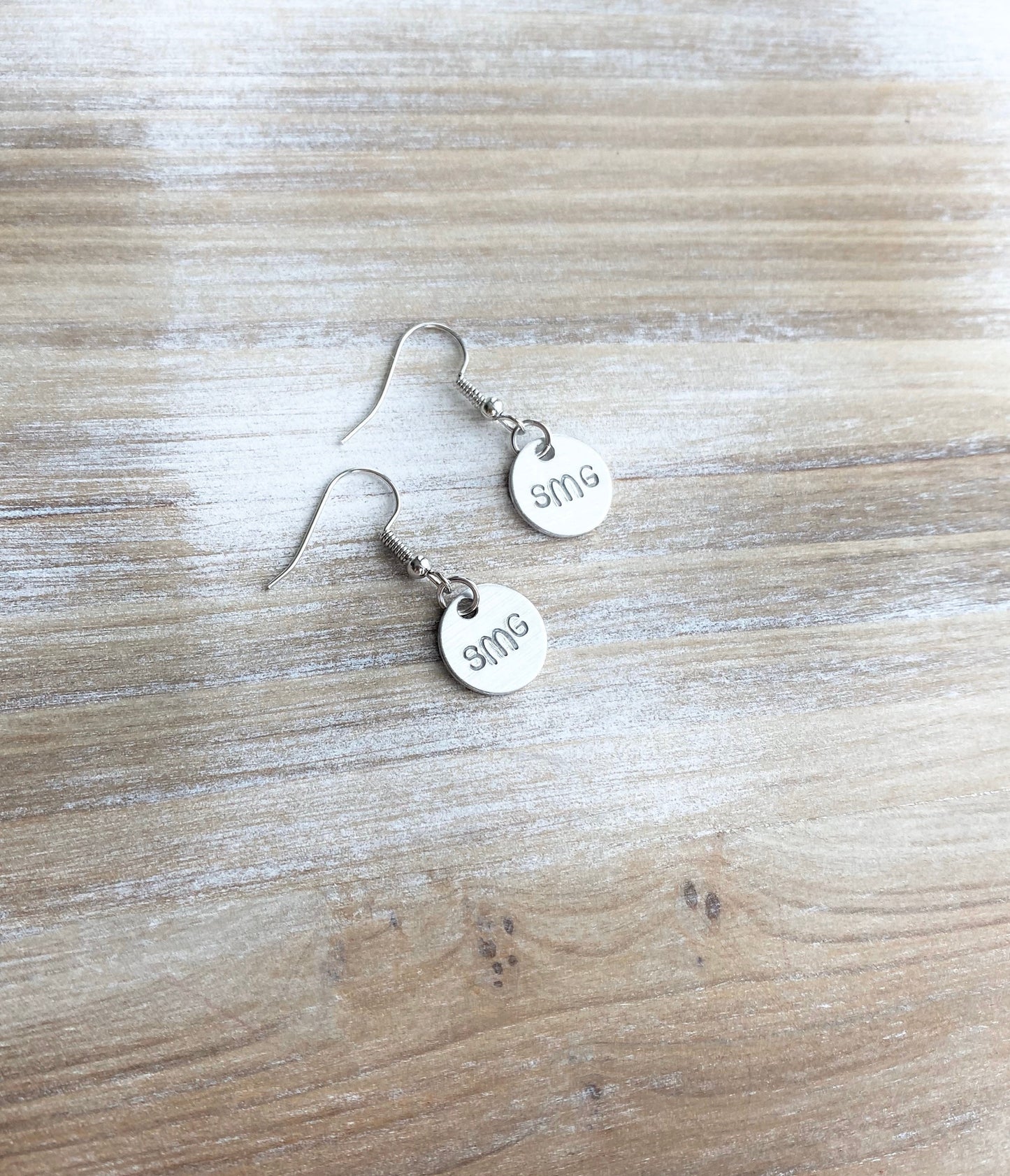 Handstamped Earrings Monogram Earrings Monogram Jewelry Personalized Earrings Initial Earrings Dangle Earrings Valentines Day Gift