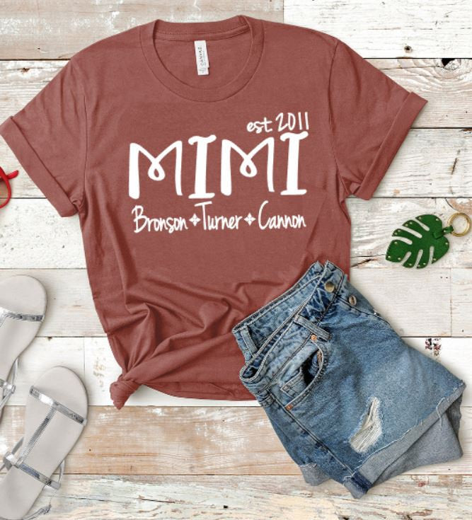 Mimi Shirt, Personalized Mimi Shirt, Mother's Day Gift, GrandKids Name TShirt, New Mimi Shirt, Mimi TShirt, New mim Gift, Custom Mimi Shirt