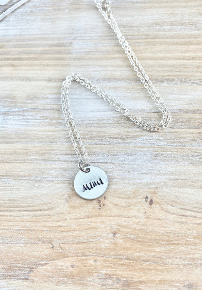 Mimi Necklace Grandma Necklace Personalized Necklace Personalized Jewelry Handstamped Necklace Custom Necklace New Grandma Gift Mimi Jewelry