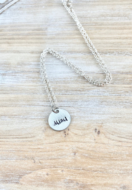 Mimi Necklace Grandma Necklace Personalized Necklace Personalized Jewelry Handstamped Necklace Custom Necklace New Grandma Gift Mimi Jewelry