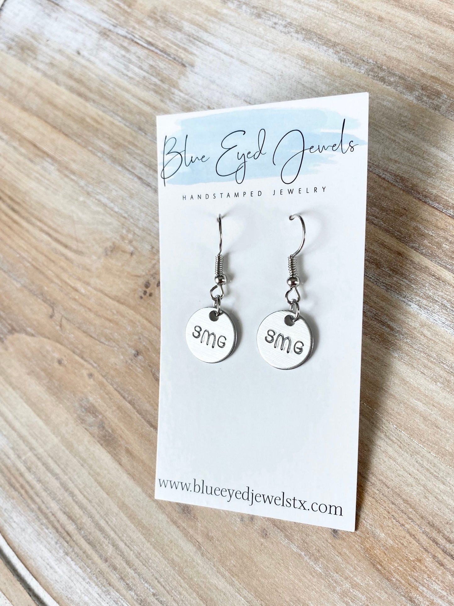 Handstamped Earrings Monogram Earrings Monogram Jewelry Personalized Earrings Initial Earrings Dangle Earrings Valentines Day Gift