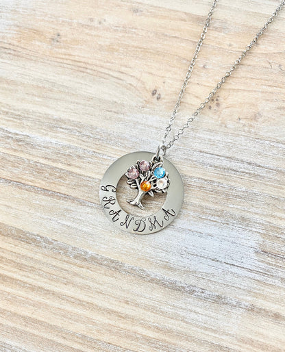 Grandma Birthstone Necklace,Mothers Day Gift, Grandma Necklace, Family Tree Birthstone,Necklace For Grandma,Grandma Necklace,Grandma Gift