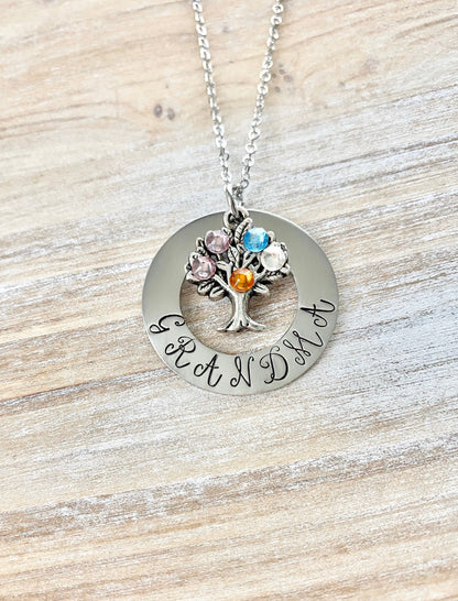 Grandma Birthstone Necklace,Mothers Day Gift, Grandma Necklace, Family Tree Birthstone,Necklace For Grandma,Grandma Necklace,Grandma Gift