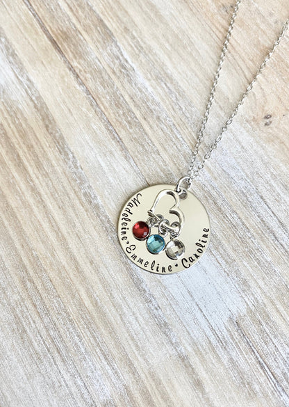 Handstamped Necklace Personalized Necklace Nana Necklace Grandma Necklace Birthstone Necklace Family Necklace Gift for Mom Mom Necklace
