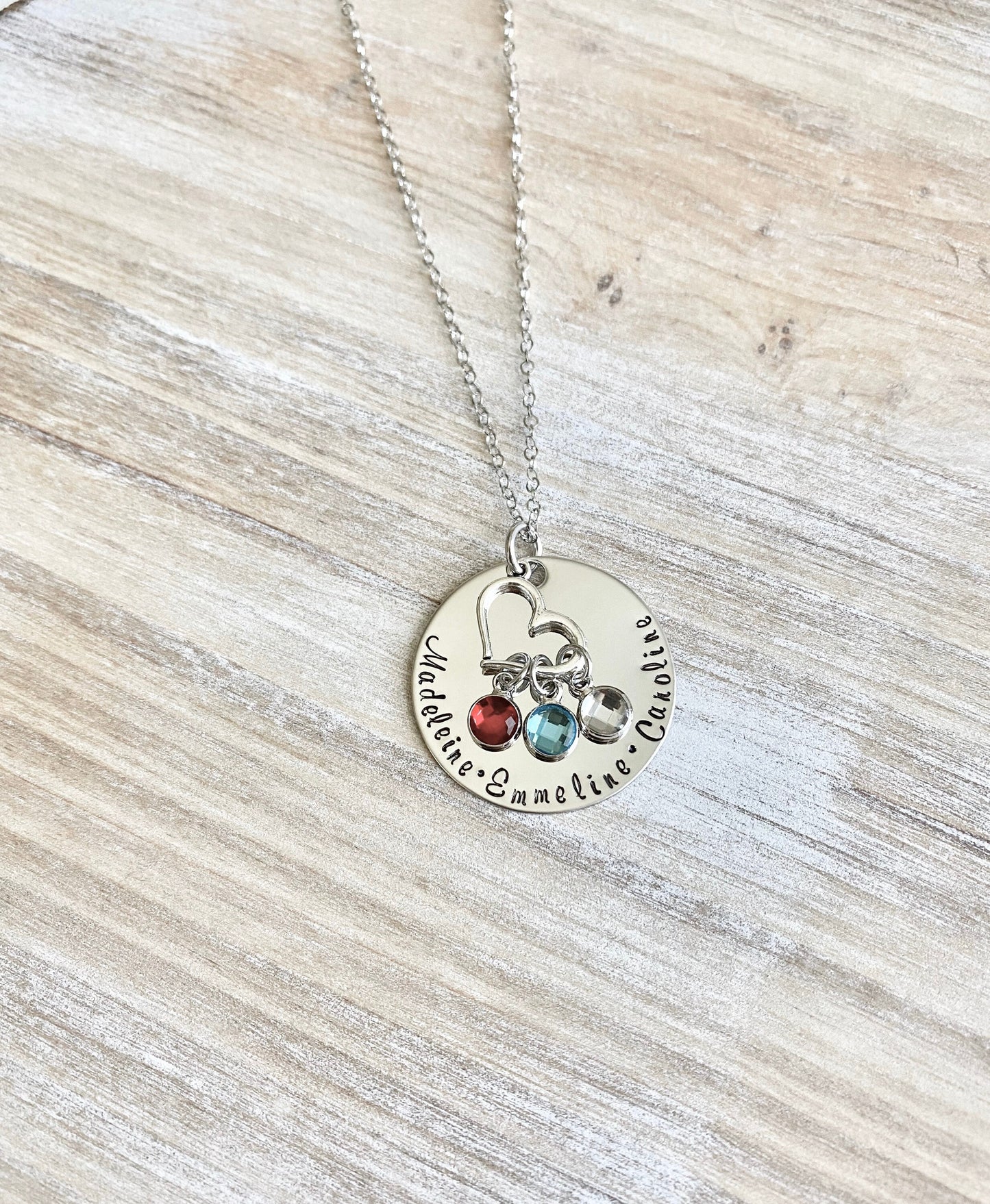 Handstamped Necklace Personalized Necklace Nana Necklace Grandma Necklace Birthstone Necklace Family Necklace Gift for Mom Mom Necklace