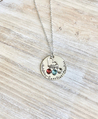 Handstamped Necklace Personalized Necklace Nana Necklace Grandma Necklace Birthstone Necklace Family Necklace Gift for Mom Mom Necklace