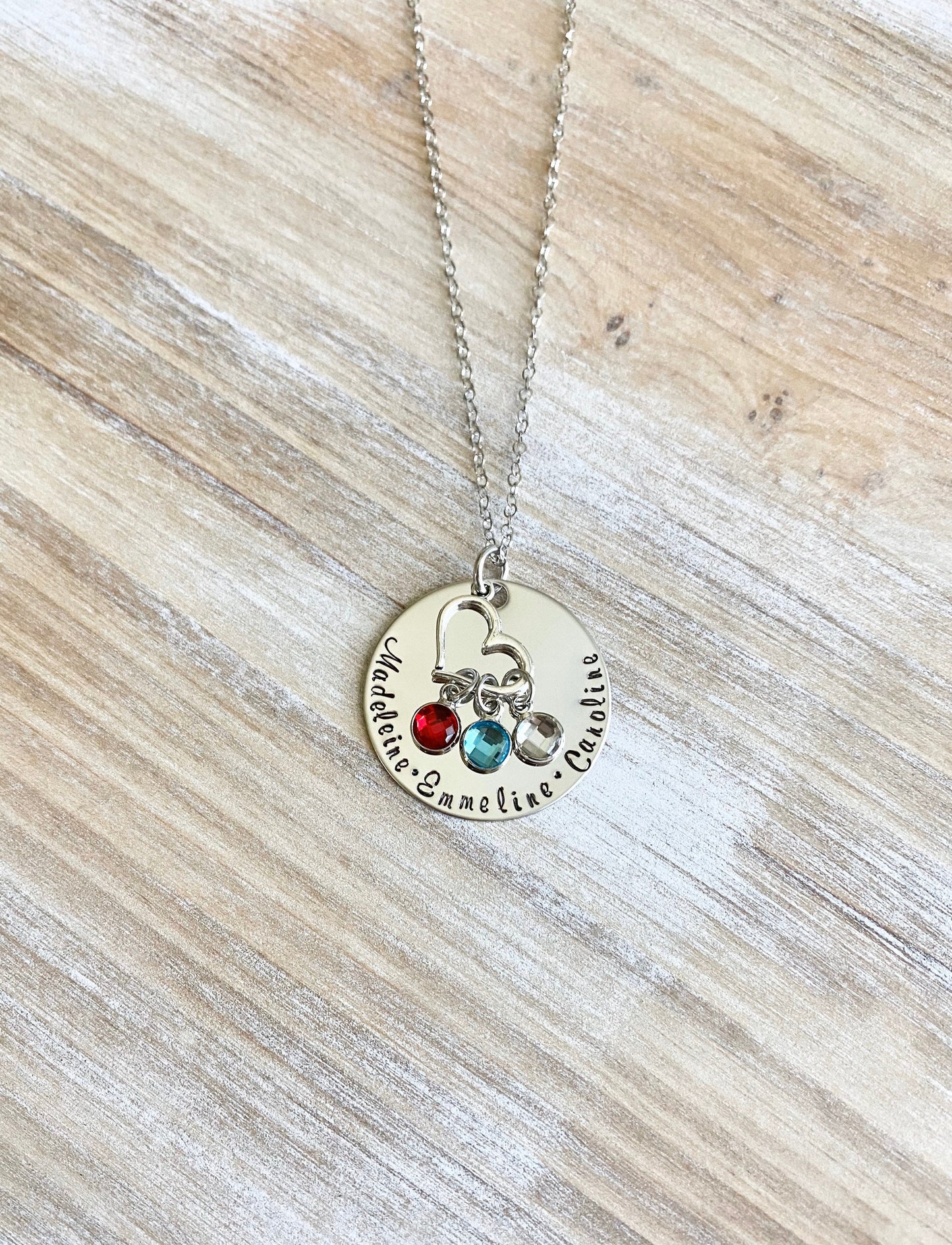 Handstamped Necklace Personalized Necklace Nana Necklace Grandma Necklace Birthstone Necklace Family Necklace Gift for Mom Mom Necklace