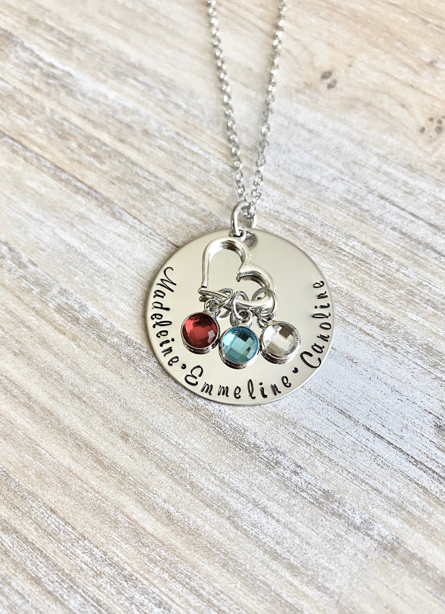 Handstamped Necklace Personalized Necklace Nana Necklace Grandma Necklace Birthstone Necklace Family Necklace Gift for Mom Mom Necklace
