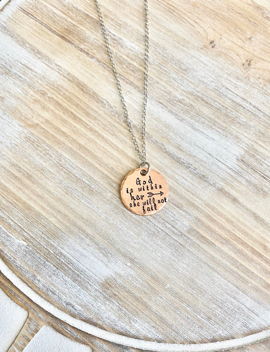 God Is Within Her She Will Not Fail Psalm 46:5 Bible Verse Necklace Scripture Necklace Baptism Necklace Christian Jewelry Graduation Gift