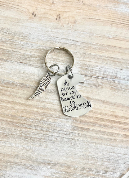 A Piece of my Heart is in Heaven keychain,Loss Of Loved One Keychain, Memorial Keychain, Loss of Father, Loss Of Mother, Sympathy Keychain