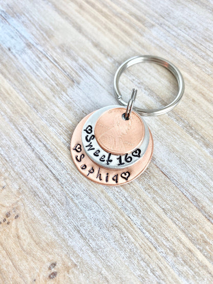 Sweet 16 Birthday Copper 2006 Penny Keychain New Car Keychain 16th Birthday Gift New Driver Gift